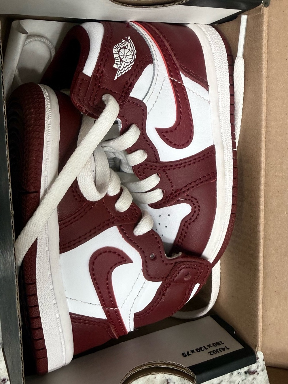 Nike Air Jordan Kids' Maroon and White High-Top Sneakers